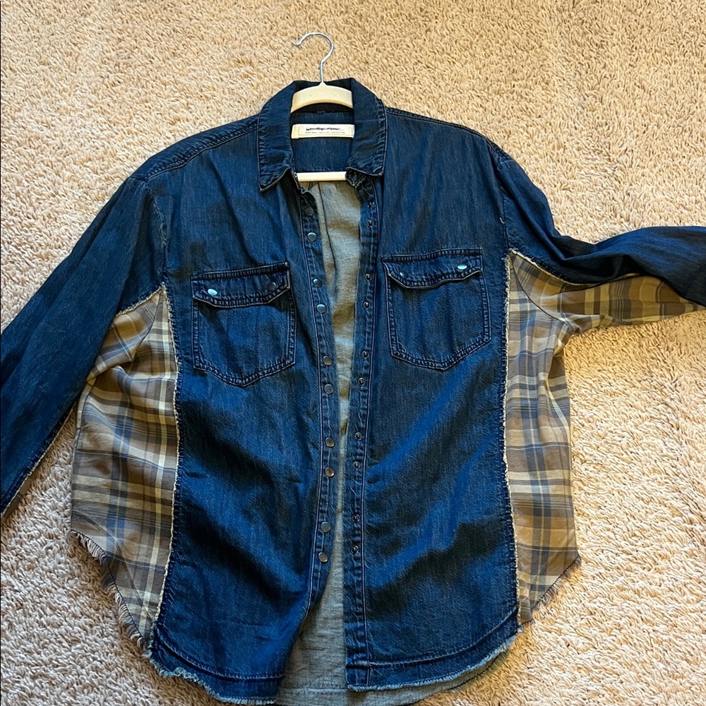 We The Free Blue Denim Shirt